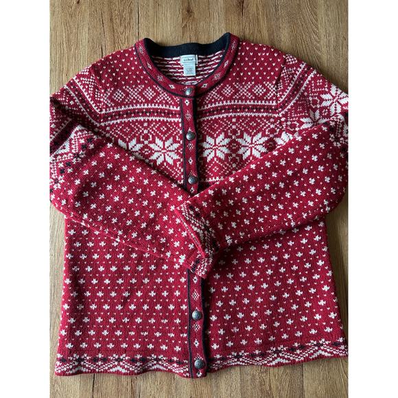 L.L. Bean Vintage 100% Lambswool Cardigan Sweater Size XLarge - Picture 1 of 6